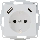 Kopp HK07 - geaard inbouwstopcontact, USB A/C, mat grijs