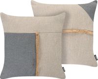 Beliani CARYOTA - Set van 2 tuinkussens - Beige/Grijs - 45 x 45 cm - Polyester