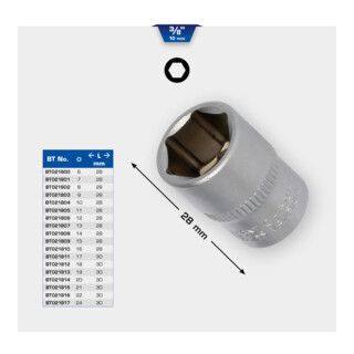 Brilliant Tools 3/8" zeskantdop, 14 mm - 1 stuk