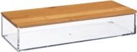 5Five Sieraden en make-up houder - rechthoek box met deksel - 25 x 5 cm - kunststof/bamboe - organizer - transparant/bruin