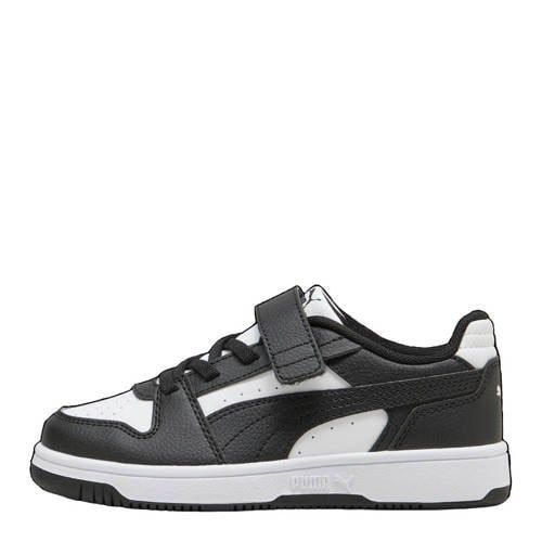 PUMA Rebound Slam Lo AC PS Unisex Kinder Sneakers - Wit/Zwart - Maat 31