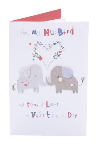 UK Greetings UK Greetings Valentijnsdag kaart voor echtgenoot - schattige olifanten ontwerp