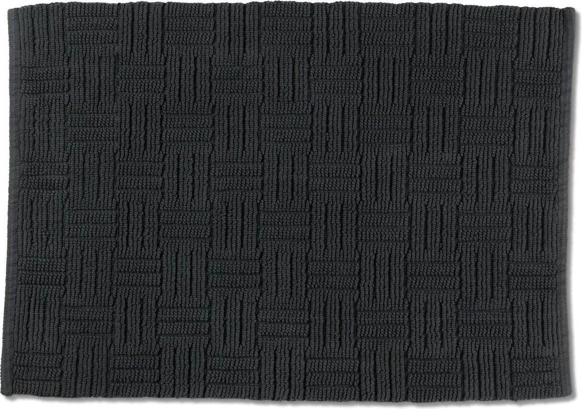 Kela Badmat Leana - 100 x 60 cm - Katoen - Donkergrijs
