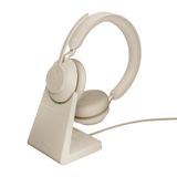 Jabra Evolve2 65 Headset Draadloos Hoofdband Kantoor/callcenter USB Type-A Bluetooth Oplaadhouder Beige