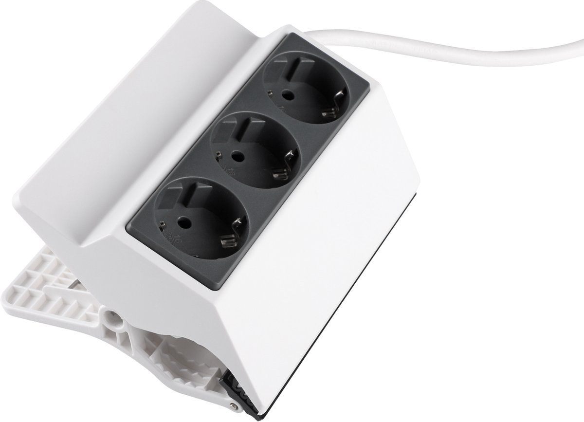 Q-Link Stekkerdoos met Klembevestiging - 3 meter - Wit
