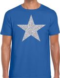 Bellatio Decorations Shoppartners Bv De Ster van de show - verkleed t-shirt - blauw - met zilveren ster in glitters - heren - glamour - Disco S