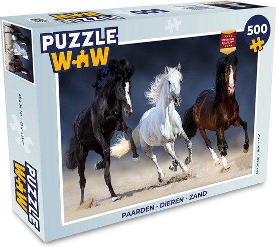 MuchoWow Puzzel Paarden - Dieren - Zand - Legpuzzel - Puzzel 500 stukjes - Sinterklaas cadeautjes - Sinterklaas voor grote kinderen