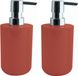 MSV Distributeur de savon Porto - 2x - plastique PS - terre cuite/argent - 7 x 16 cm - 260 ml