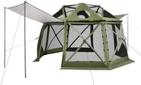 Pavillon pop-up avec écran, 3,96 x 3,96 m, tente sphérique à 13 côtés pour le camping avec toit amovible et sac de transport. Montage rapide et résistant aux piqûres d'insectes. Tente moustiquaire/parasol pour 10-12 personnes, vert