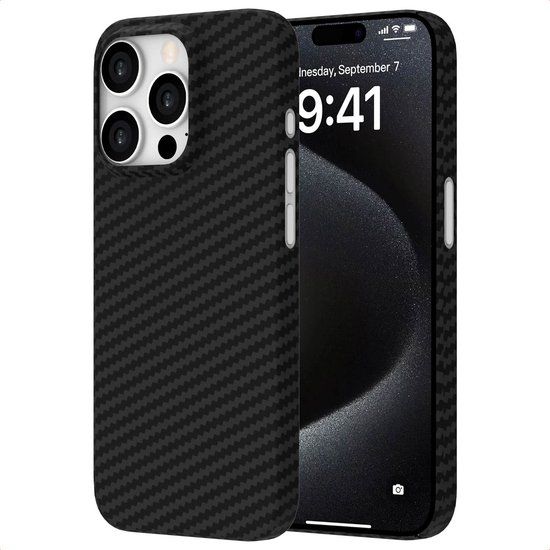 Accezz MagSafe Kevlar® Backcover voor de Apple iPhone 15 Pro - Zwart