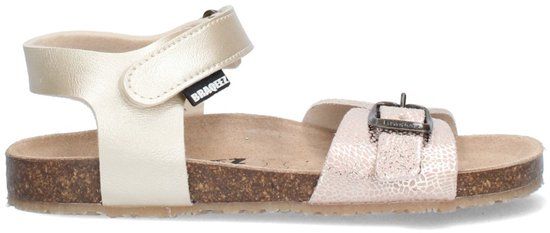 Braqeez 426412-794 Meisjes Platte Sandalen - Beige - Leer - Klittenband - Maat 30