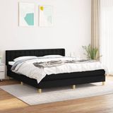 vidaXL Boxspring met matras, stof, zwart, 180x200 cm