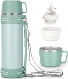 Unyqoos® Thermoskan 1,5 L, vert, Inox, double paroi, étanche, incluant 2 gobelets