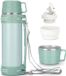 Unyqoos® Thermoskan 1,5 L, vert, Inox, double paroi, étanche, incluant 2 gobelets