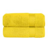 Elegant Comfort 2-delige badhanddoekenset van Turks katoen, 27 x 54 inch, luxe hotel-spa-kwaliteit 100% Turks katoen, 2-delige badhanddoekenset - zeer absorberend - zachte badhanddoeken, geel