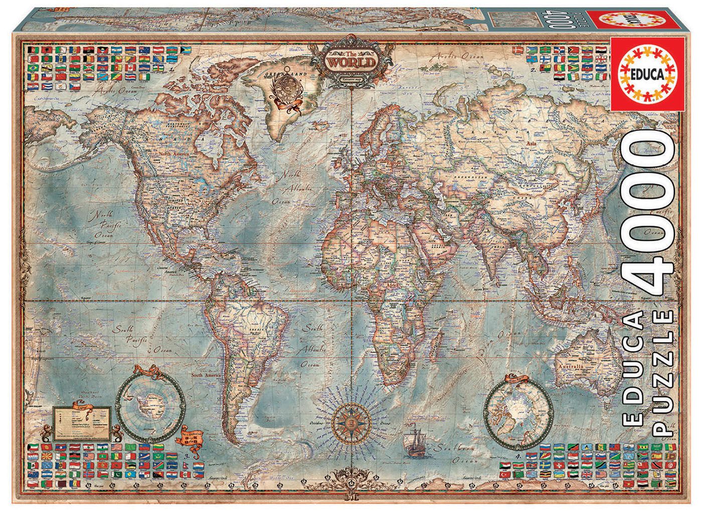 Educa Borras Educa Grote Wereldkaart - 4000 Stukjes Puzzel - 136 x 96 cm