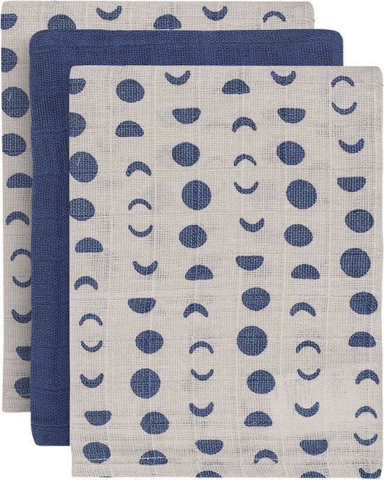 Jollein Hydrofiel Washandjes Moonlight - 3 Stuks