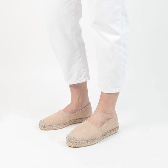 Manfield Dames Beige Suède Espadrilles - Maat 38