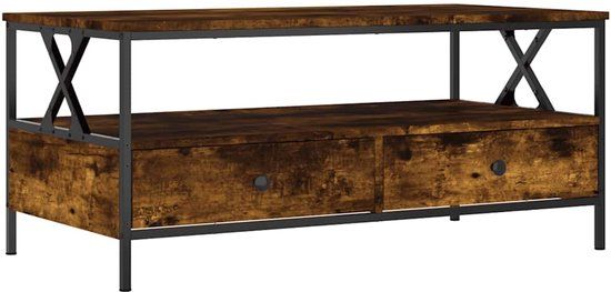 vidaXL Salontafel 100x51x45 cm bewerkt hout gerookt eikenkleurig