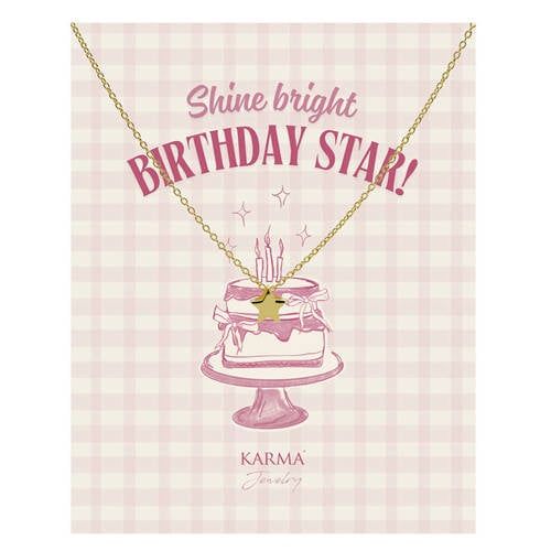 KARMA Jewelry gold plated ketting Star + giftcard Birthday Star