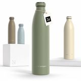 LARS NYSØM Ren Roestvrijstalen drinkfles 1000ml - BPA-vrije geïsoleerde waterfles - voorSport, Fiets, Volwassene, Kids (Sage Green)