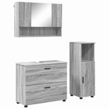 vidaXL Meuble de salle de bain 3 pièces Gris Sonoma