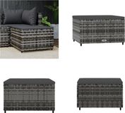 vidaXL Voetensteun met kussen poly rattan grijs