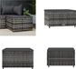 vidaXL Voetensteun met kussen poly rattan grijs