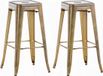 And OutdoorMatch Tabouret de bar rustique Mellie - Messing - Design industriel - Set de 2 - Repose-pieds - Pour cuisine et bar - Assise en métal