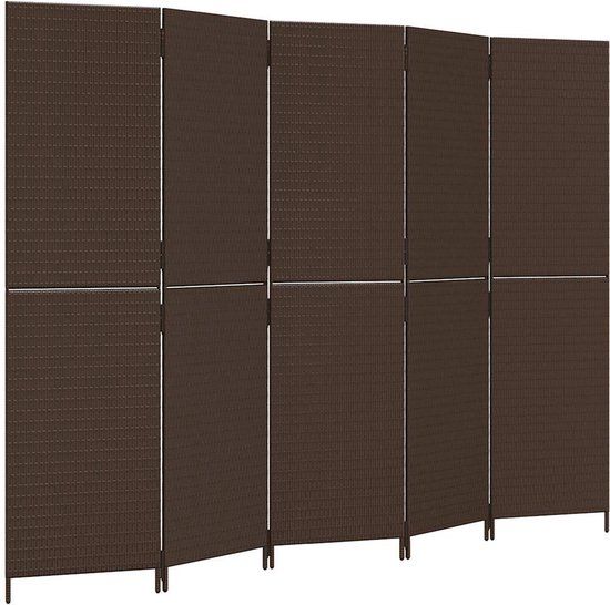 vidaXL Kamerscherm 5 panelen poly rattan bruin