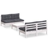 vidaXL 5-delige Loungeset met Antracietkleurige Kussens Grenenhout