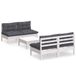 vidaXL 5-delige Loungeset met Antracietkleurige Kussens Grenenhout