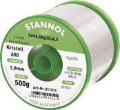 Stannol Kristall 600 Fairtin Soldeertin, loodvrij Loodvrij Sn96,5Ag3Cu0,5 REL0 500 g 1 mm