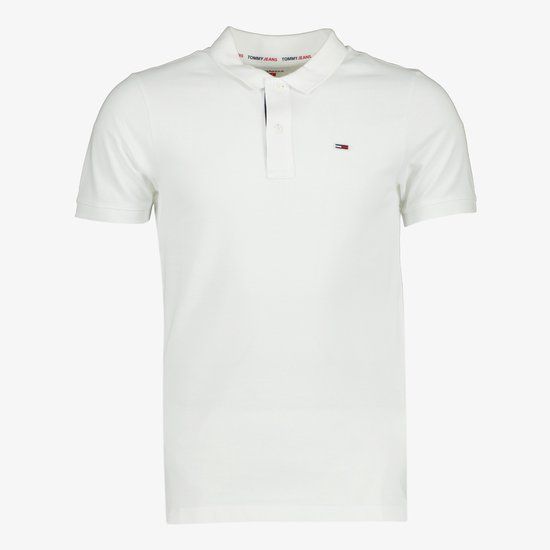 Tommy Jeans Tommy Hilfiger heren polo wit - Maat XL - Katoen - Regular Fit - Casual - Lente/Zomer 2023