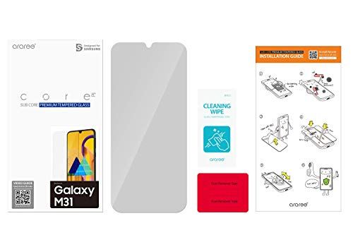 Araree Ontworpen voor Samsung Premium gehard pantserglas van voor de Galaxy M31, transparant