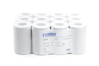Funny Funny rollen, centrale spreiding, 20 cm, 1-laags, wit, 12 rollen