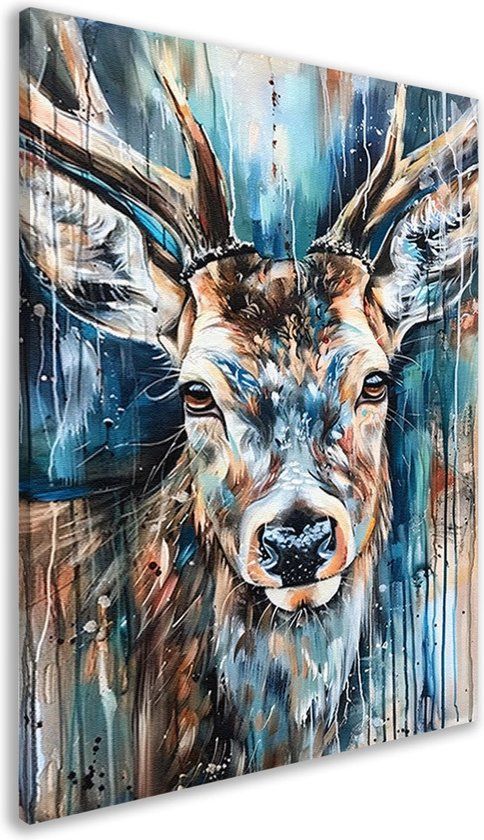 Merkloos / Sans marque Canvas schilderij Herten - Dieren portret - 40x60 cm