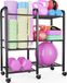 Organisateur de tapis de yoga avec roues et 3 niveaux pour accessoires de fitness