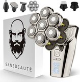 Sansbeauté Skull Sharp PRO MAX 6-in-1 Electric Face & Head Shaver - Wet & Dry - Gold + Extra Head