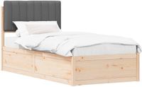 vidaXL Bedframe met Gevoerde Hoofdbord Donkergrijs 90 x 200 cm