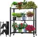 Merkloos Inklapbaar Metalen Plantenrek - Modern en Praktisch - 3 Etages - Zwart