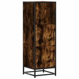 vidaXL Hoge kast, bewerkt hout en metaal, gerookt eiken, 35,5 x 35 x 106,5 cm