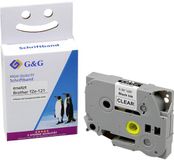 G&G Labeltape BB-B-G-121 Compatibel met Brother TZe-121 Transparant Zwart 9mm 8m