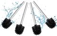Omgoods - Lot de 4 brosses WC noires avec manche en acier inoxydable