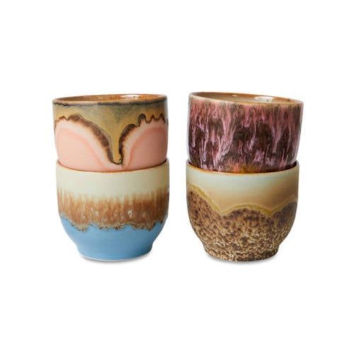 HKLIVING koffiekopje 70s (Ø8 cm) (200 ml) (set van 4)