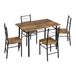 Happiq Table à manger avec 4 chaises - Table de cuisine rectangulaire avec cadre en métal - Marron