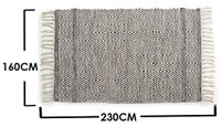 Vloerkleed Ar Zick-Zack Tapijt Katoen 230 x 160 cm Grijs