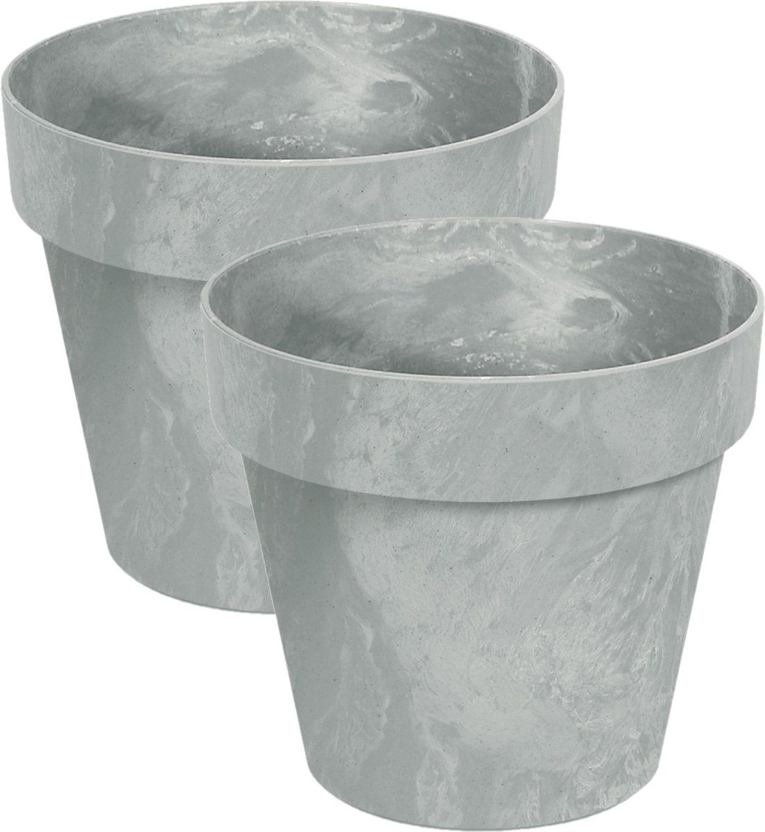 Prosperplast Set van 4x bloempotten betonlook 14 cm licht grijs