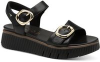 Tamaris Comfortabele leren sandalen met sleehak Dames Zwart Maat 37