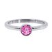 Quiges Stapelring Dames - Anneau d'empilage - Argenté en acier inoxydable avec zirconium rose - Taille 20 - Hauteur 2mm